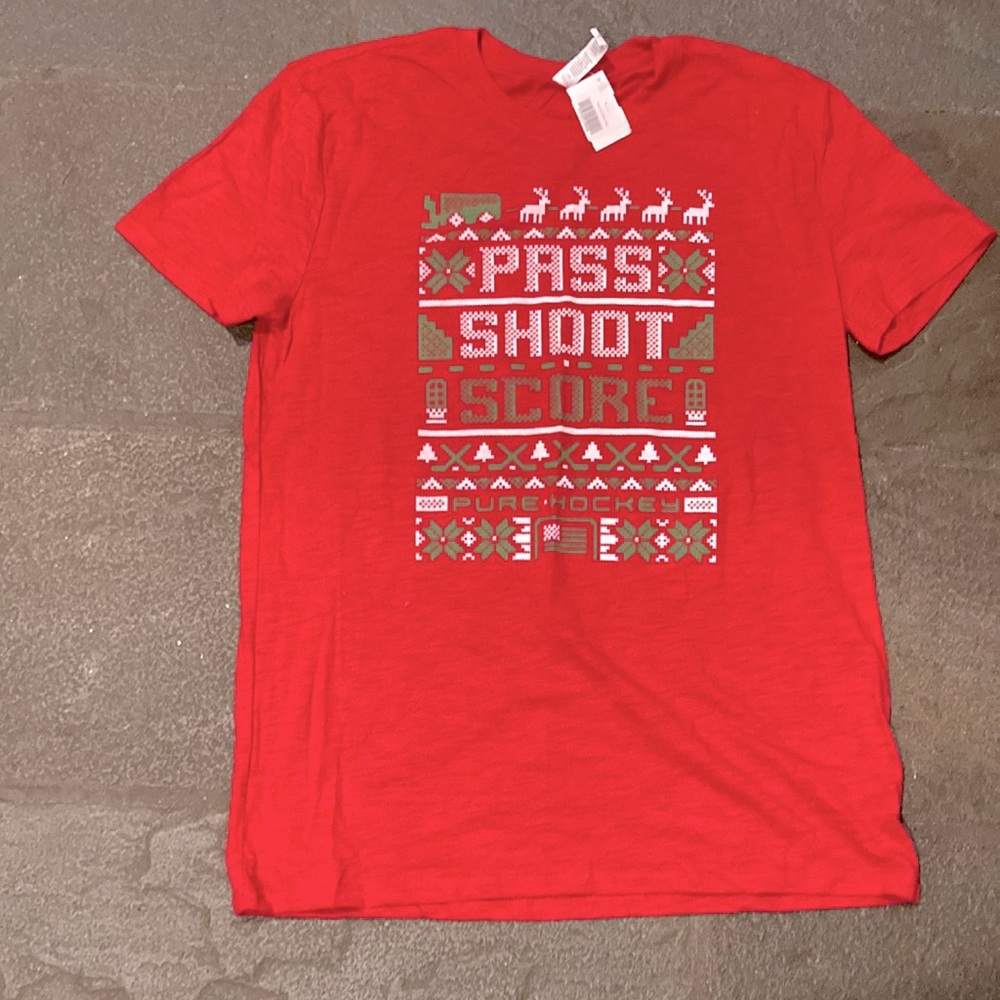 Hockey Christmas Ugly Short Sleeve T-Shirt - Size M/L